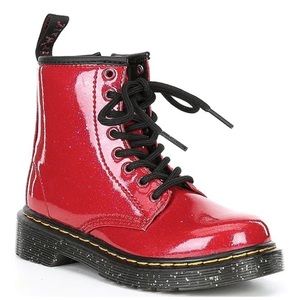 Little girl bright red Dr Martens